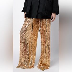 Zara sequin wide leg pants